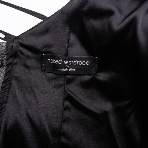 Naked Wardrobe Gray Corset Bustier Faux Leather Mini Dress Bodycon Party Date - Picture 8 of 9